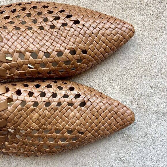 Paige Alana Brown Ochre Woven Leather Flat Mule Casual Shoes Pointed Toe Size 10 - Picture 4 of 15